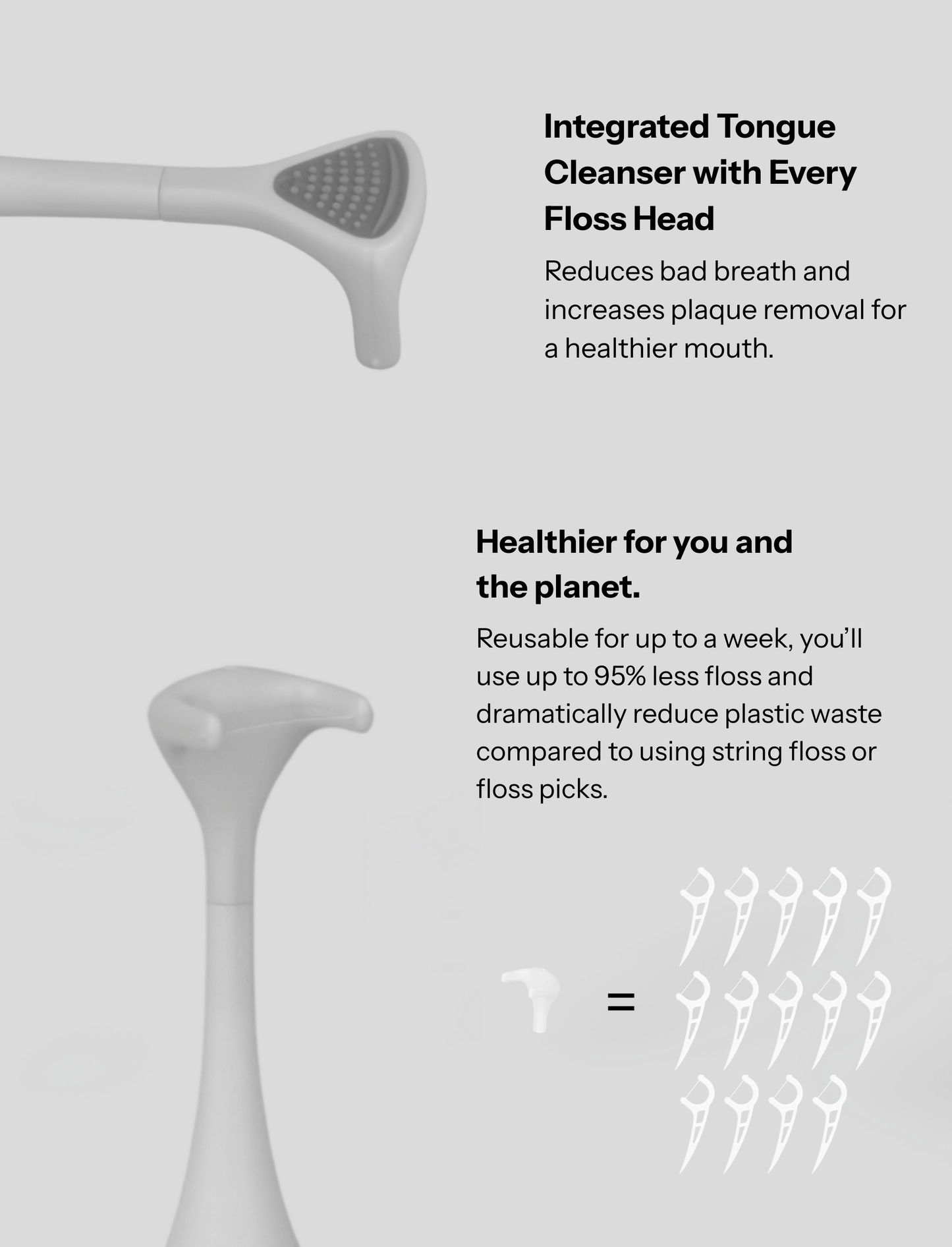 Orthoclean™ Sonic Dental Flosser Replacement Heads - eco-friendly design uses 95% less floss